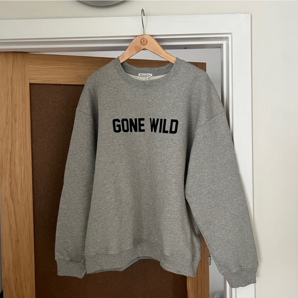 Reformation Gray "GONE WILD" Crewneck Sweatshirt